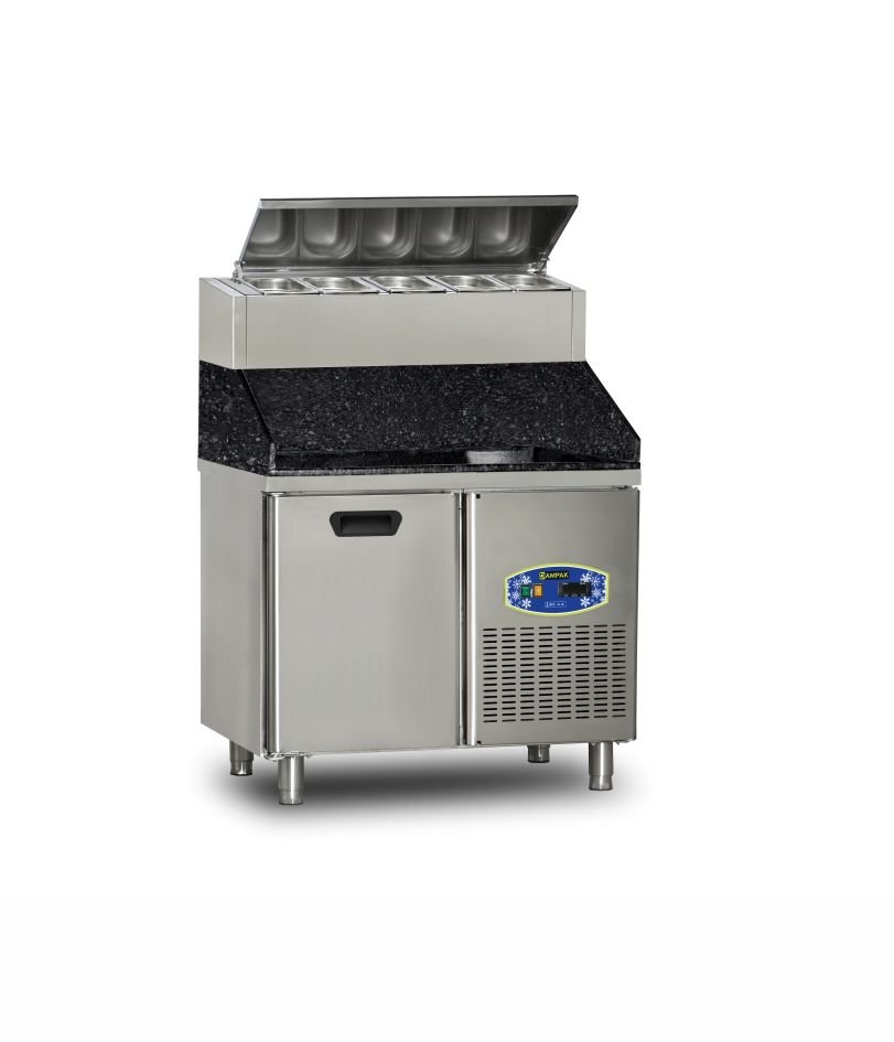 Dampak 22TBF1S-PY70-GR Granit Tablalı Tek Kapılı Yüksek Model Pizza Hazırlık Buzdolabı 196 lt 100x70x133 cm