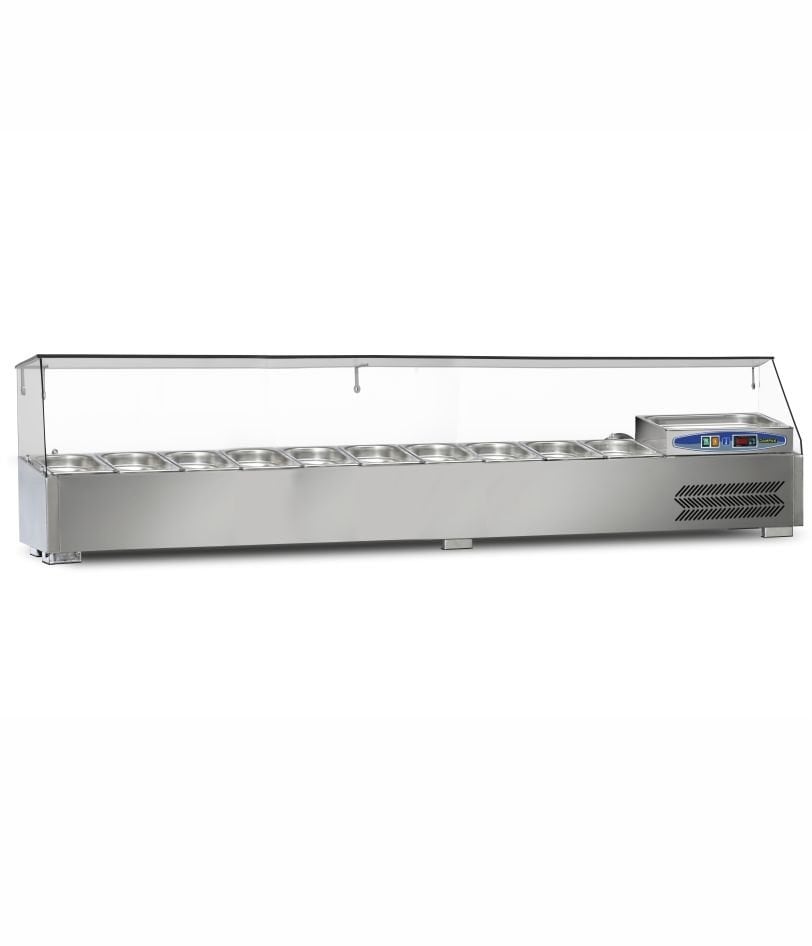 Dampak 22SBS10-20 Set Üstü Soğutmalı Salad Bar 10xGN1/4 Kapasiteli 200x35x40 cm