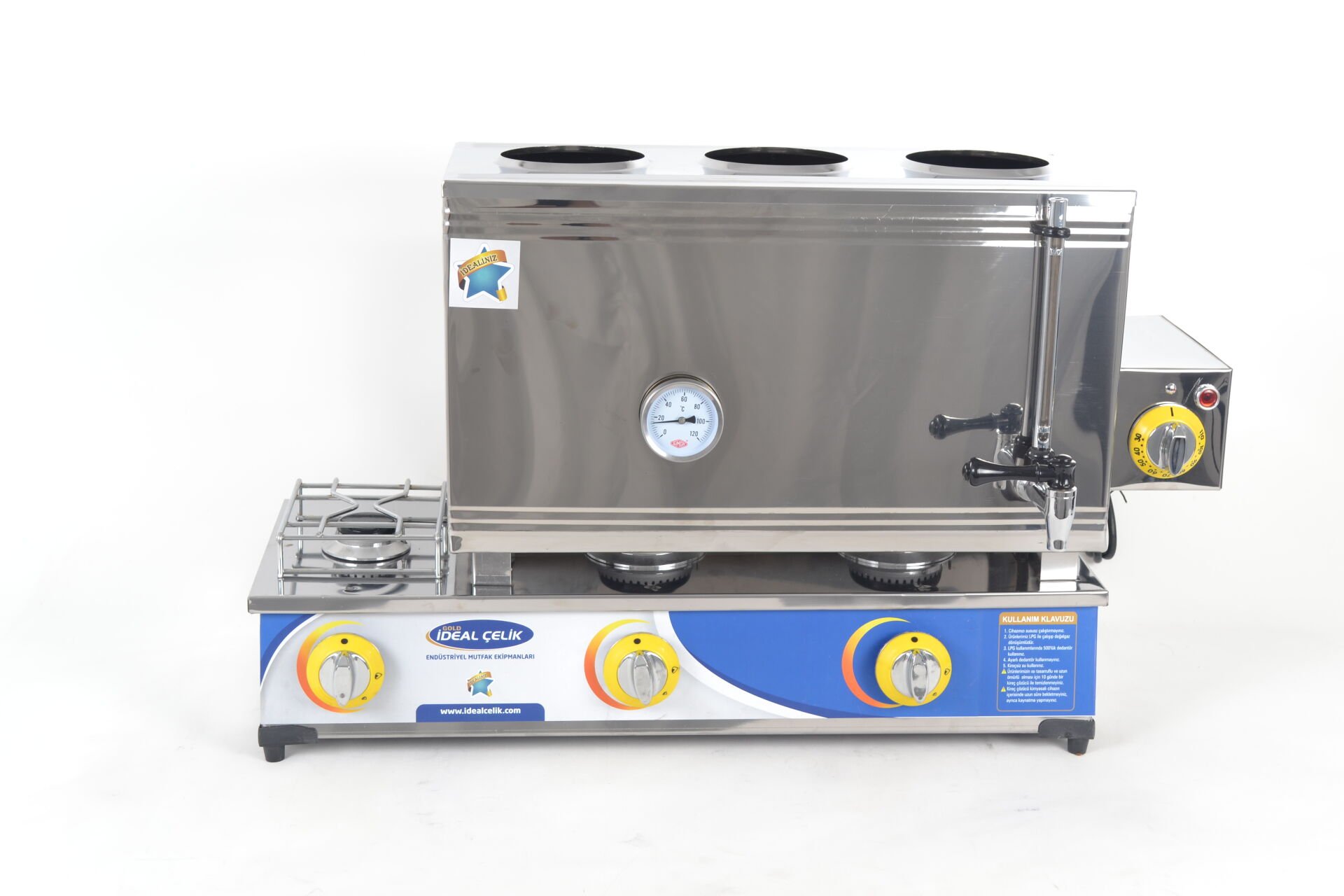 Elektrikli + Gazlı Çay Ocağı 3 Demlikli 60'lık