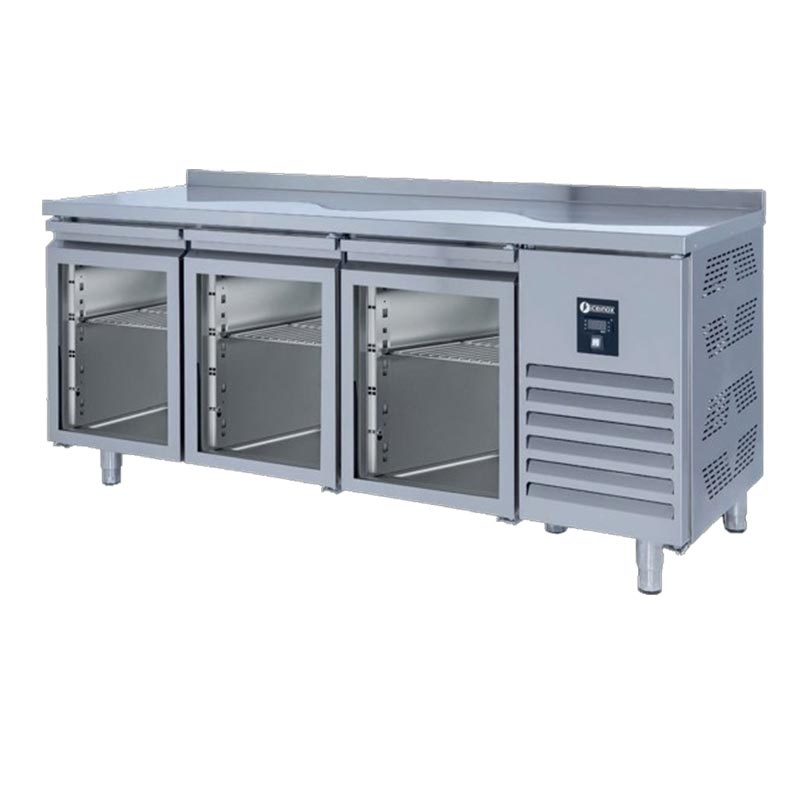 Iceinox CTS.440.CR.UG Tezgah Tip Snack Buzdolabı, 3 Cam Kapılı, 200x60x85 cm