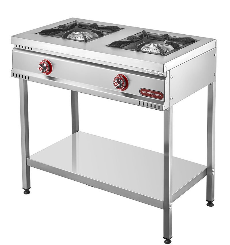Silverinox 2'li Taban Raflı Midi Ocak Doğalgazlı CE TB-2D