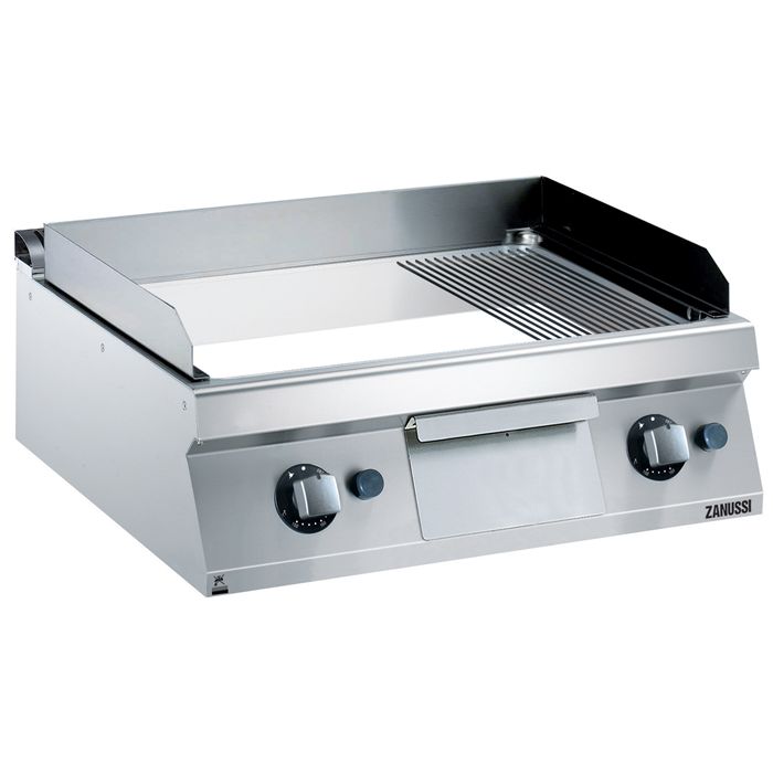 Zanussi 372041 EVO 700 Serisi Set Üstü  Gazlı Yarı Oluklu Krom Pleytli Izgara 80x70x25 cm