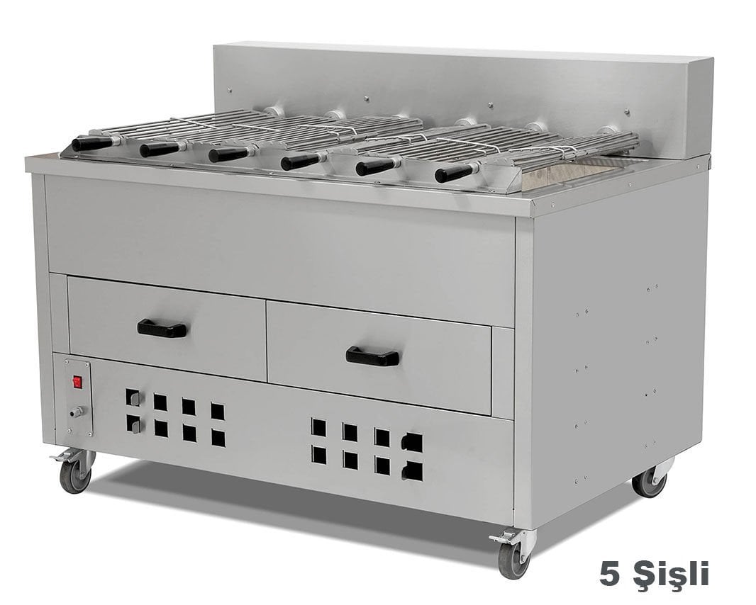 Empero EMP.5YI Kömürlü Yatay Piliç Kızartma Makinesi 5 Adet Şişli