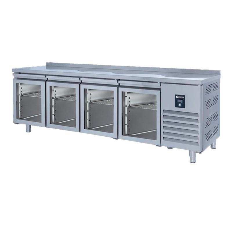 Iceinox CTS.560.CR.UG Tezgah Tip Snack Buzdolabı, 4 Cam Kapılı, 250x60x85 cm