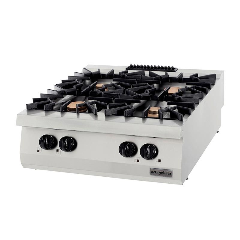 Öztiryakiler Set Üstü Ocak 900 Seri Gazlı 4 Açık Ateş 80*90*30 (2x6+2X10=32 kW)