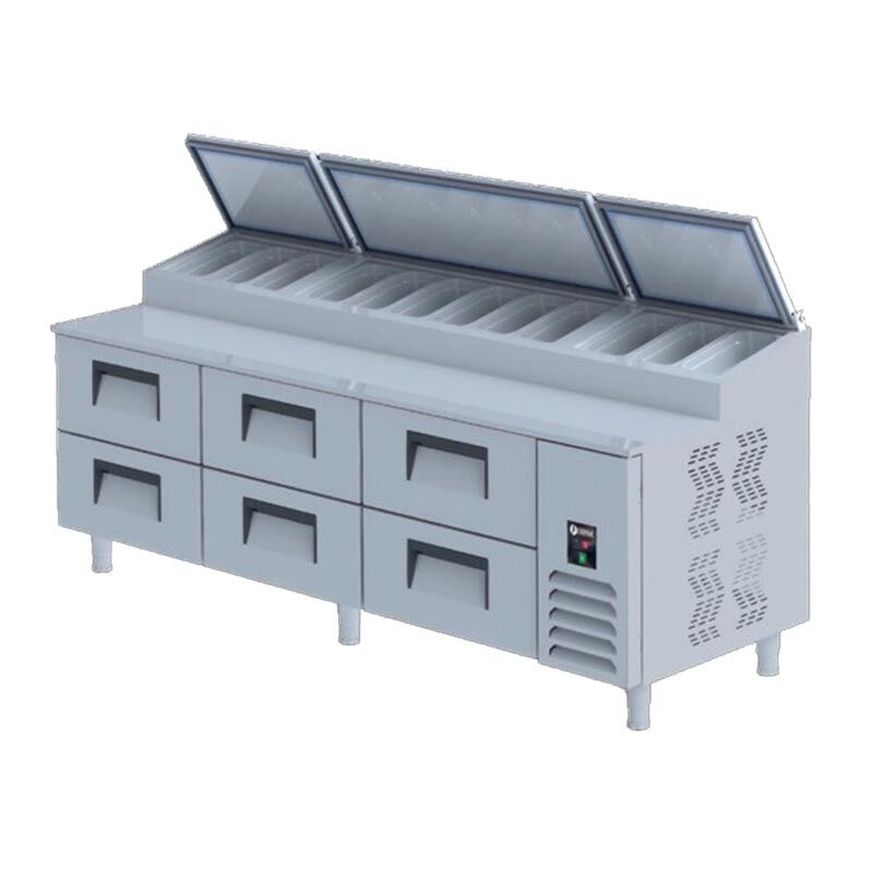 Iceinox PTS.L.800 Çekmeceli Pizza Hazırlık Dolabı, 237x81x109 cm
