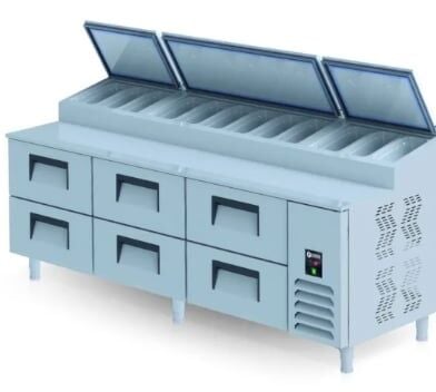 Iceinox Pizza Hazırlık Buzdolabı 6 Çekmeceli 237x81x109 cm PTS-L 800 CR