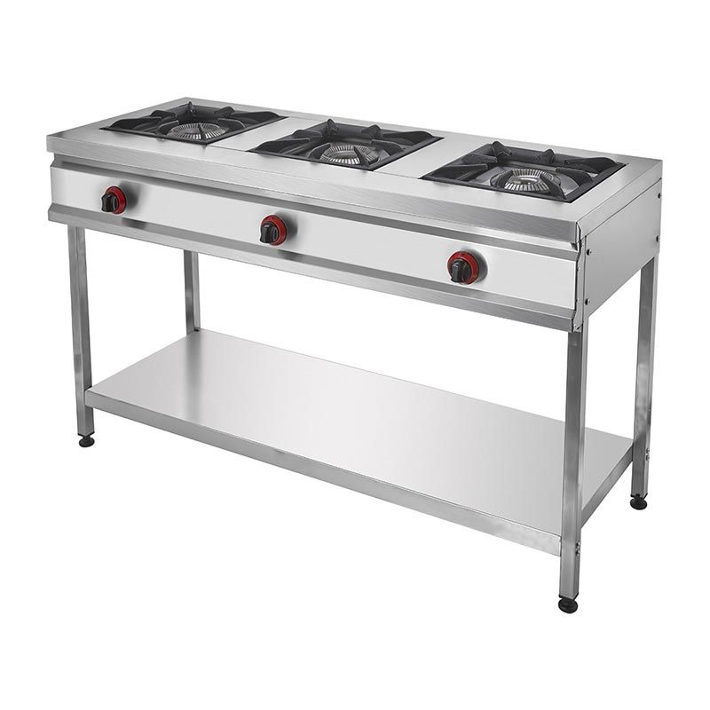 Remta CEJ25(L) Ayaklı Taban Raflı Lokanta Ocağı, 3 Gözlü, LPG