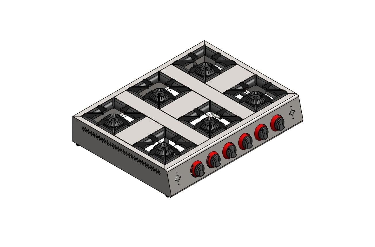 CSA Gazlı Ekonomik 6 Lı Ocak Set Üstü 90x60x18 cm KRCS.EOG.6