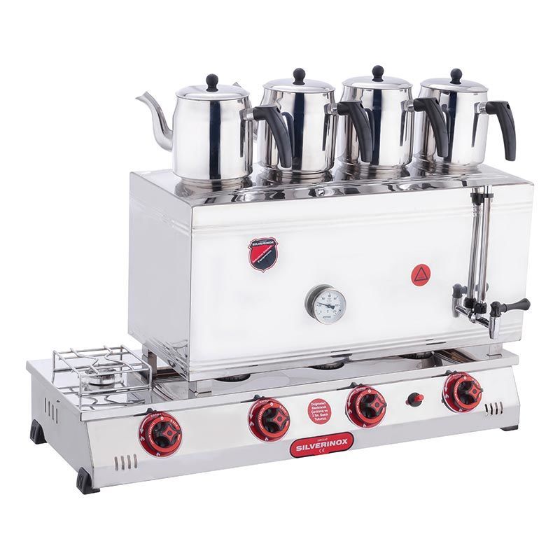 Silverinox 85'lik Kahveci Takımı 4 Demlikli Elektrik + LPG'li 2102