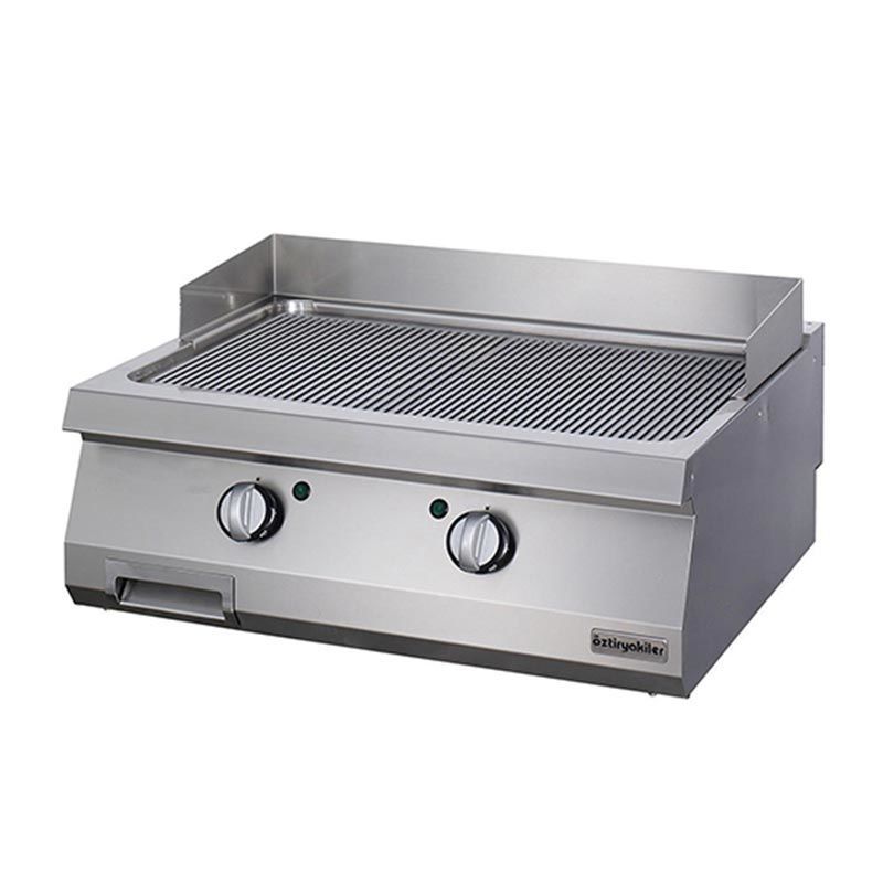 Öztiryakiler 900 Seri Set Üstü Grill Plate Oluklu Elektrikli 80x90x30 - Sert Krom Kaplı
