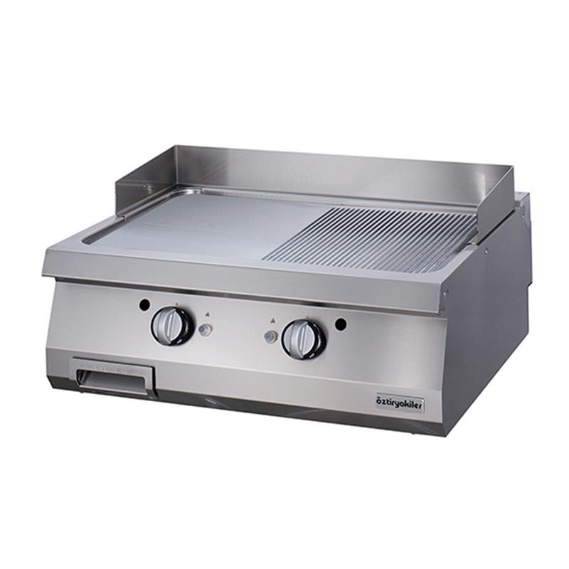 Öztiryakiler 700 Seri Set Üstü Grill Plate Yarı Oluklu Gazlı 80x70x30