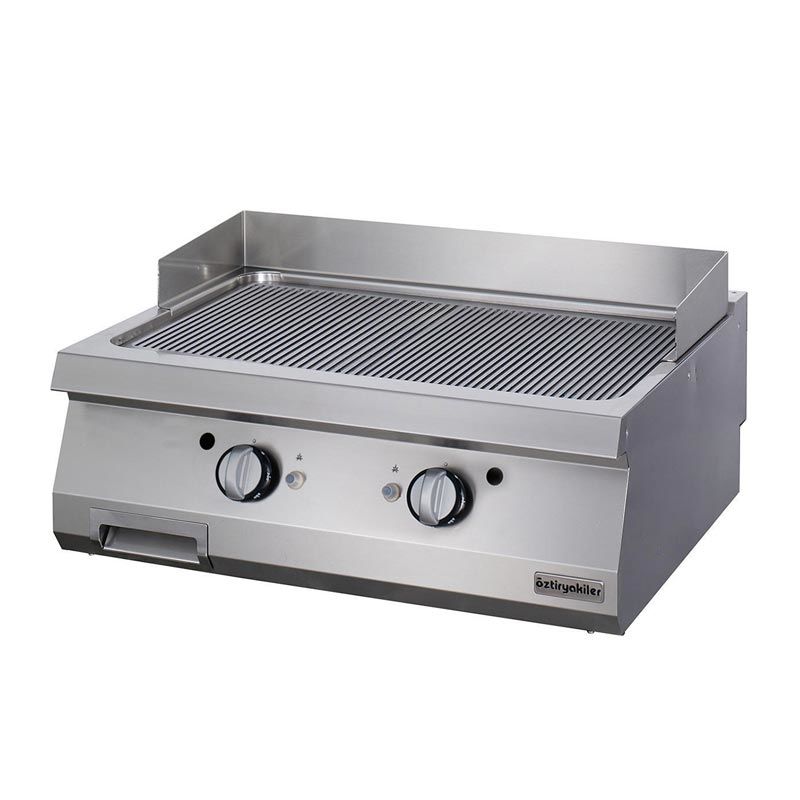 Öztiryakiler 700 Seri Set Üstü Grill Plate Oluklu Gazlı 80x70x30 - Sert Krom Kaplı