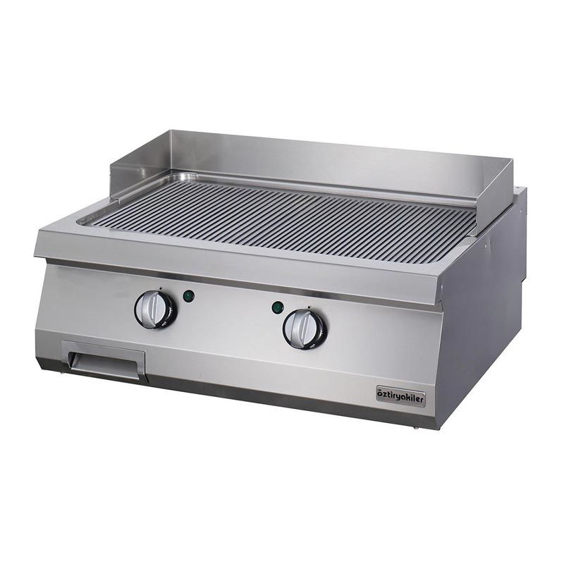 Öztiryakiler 700 Seri Set Üstü Grill Plate Oluklu Elektrikli 80x70x30 - Sert Krom Kaplı