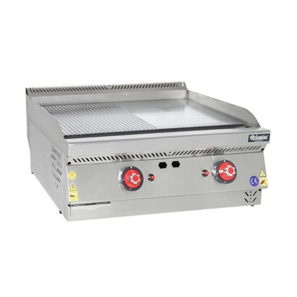 Himaksan HMK-PIGN 873 Set Üstü Gazlı Pleyt Izgara Yarı Oluklu 80x70x30 cm