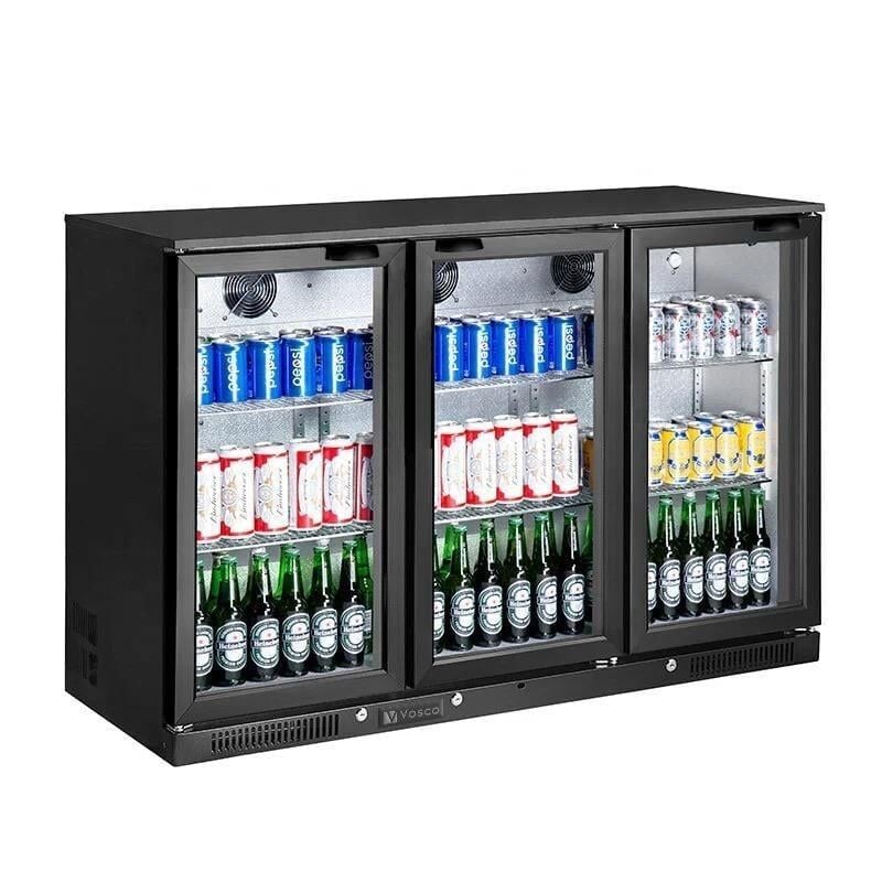 Vosco VBB-G350 3 Kapılı Bar Arkası Şişe Soğutucu Dolap, 338 L, Siyah