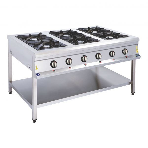Görkem SGO 60 Taban Raflı 6'lı Ocak Süper Yanışlı Doğalgazlı CE 150X100X85 cm 2080