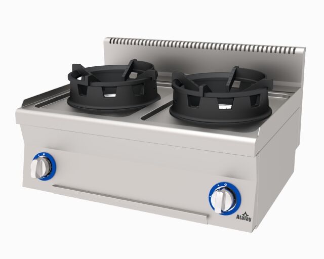 Atalay Set Üstü Wok Ocak Çiftli Gaz ve LPG'li Ce Belgeli 80x60x30 Cm E AWO-860