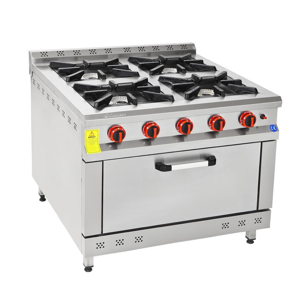 Himaksan HMK-KZG 1010 Gazlı 4 Ocaklı Kuzine Doğalgazlı 100x100x85 cm