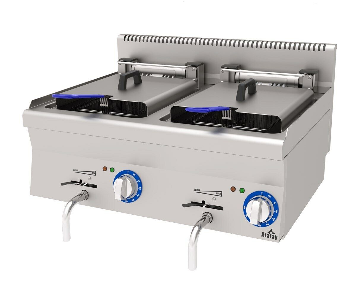 Atalay Fritöz 24 Litre Çiftli Fritöz Elektrikli 80x60x30 Cm E AEF-860