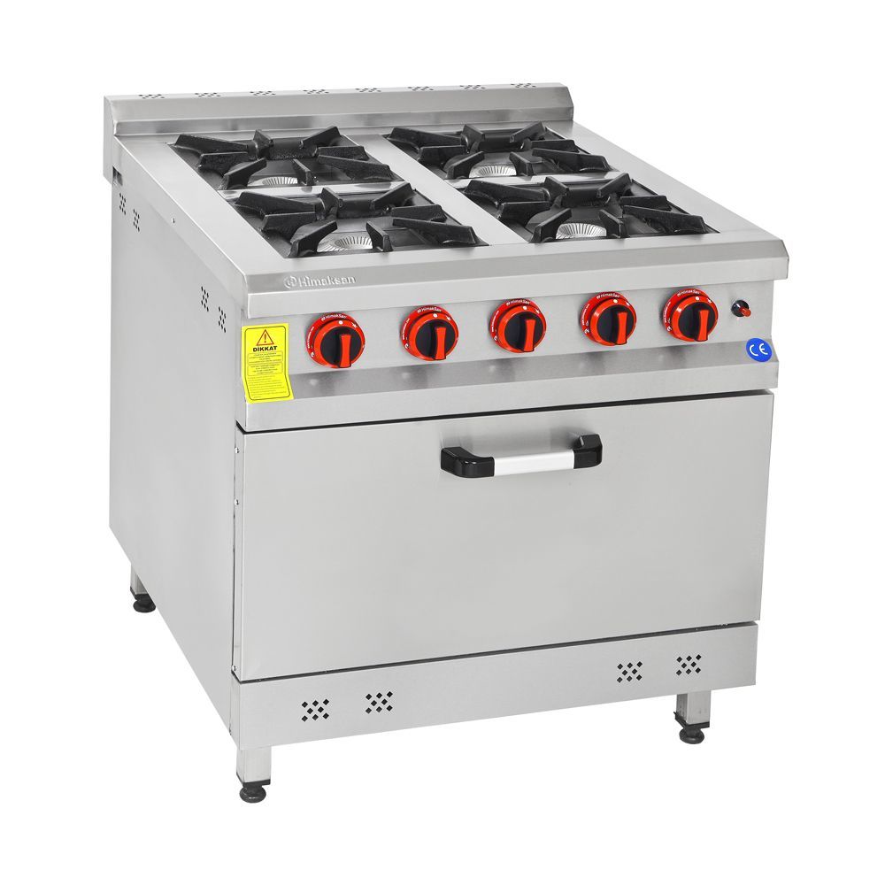 Himaksan HMK-KZG 880 Gazlı 4 Ocaklı Kuzine Doğalgazlı 80x80x85 cm