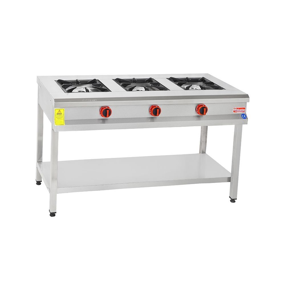 Himaksan HMK-TBOG 1350 Gazlı Taban Raflı 3’Lü Ocak (Doğalgaz) 1300x50x85 cm
