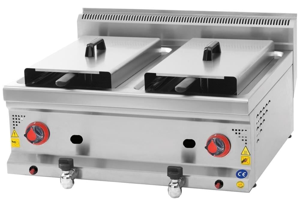 CSA Gazlı Fritöz 10+10 Litre Set Üstü 80x70x30 cm Ce Belgeli KRCS.SFG.870