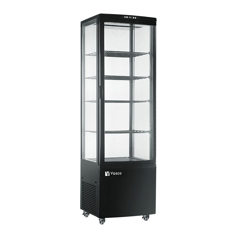 Vosco VFT-280L-S Dik Tip Soğuk Teşhir Dolabı, 280 L, Siyah