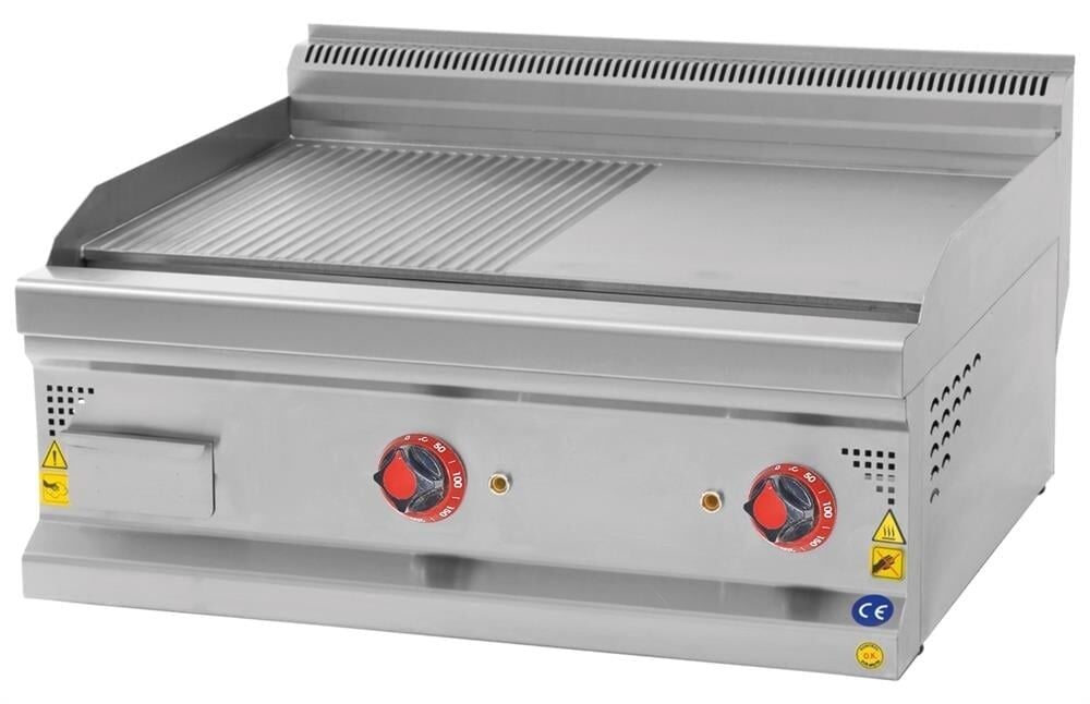 CSA Elektrikli Pleyt Izgara Yarı Oluklu Yüzey Set Üstü 80x70x30 cm KRCS.IZYE.870