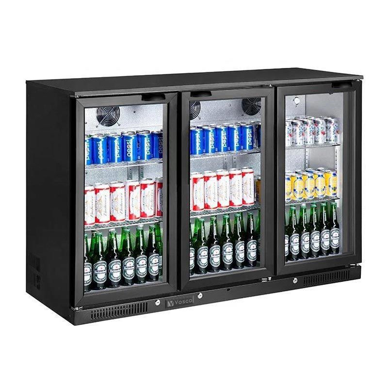 Vosco VBBC-350S 3 Kapılı Bar Arkası Şişe Soğutucu Dolap, 338 L, Siyah