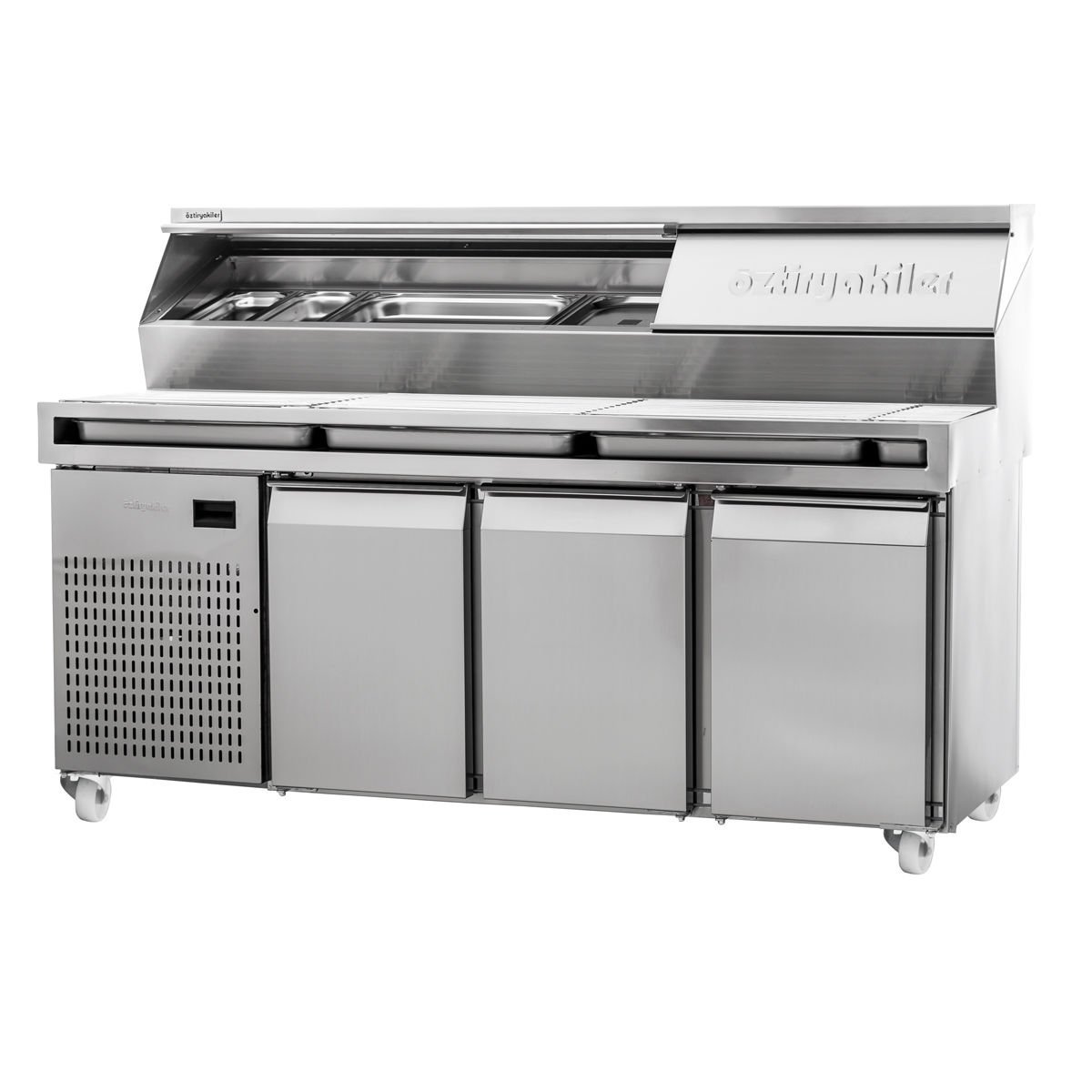 Öztiryakiler 3 Kapılı Make Up Pizza Hazırlık Buzdolabı 190*70*85 Özel Pizza Önü Telli