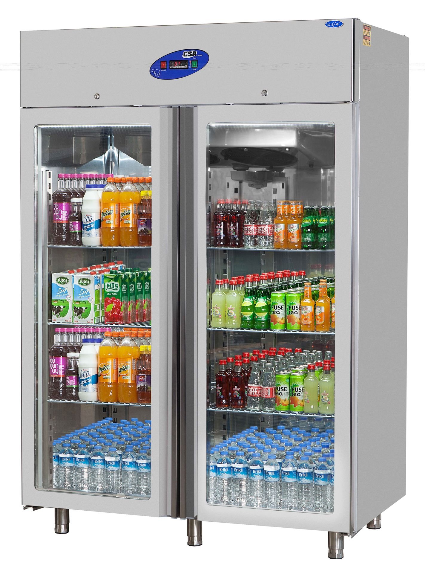 CSA CS-DBNK-1400-C Dikey Tip Çift Cam Kapılı Buzdolabı 1400 Litre 140x81x207 cm 304K
