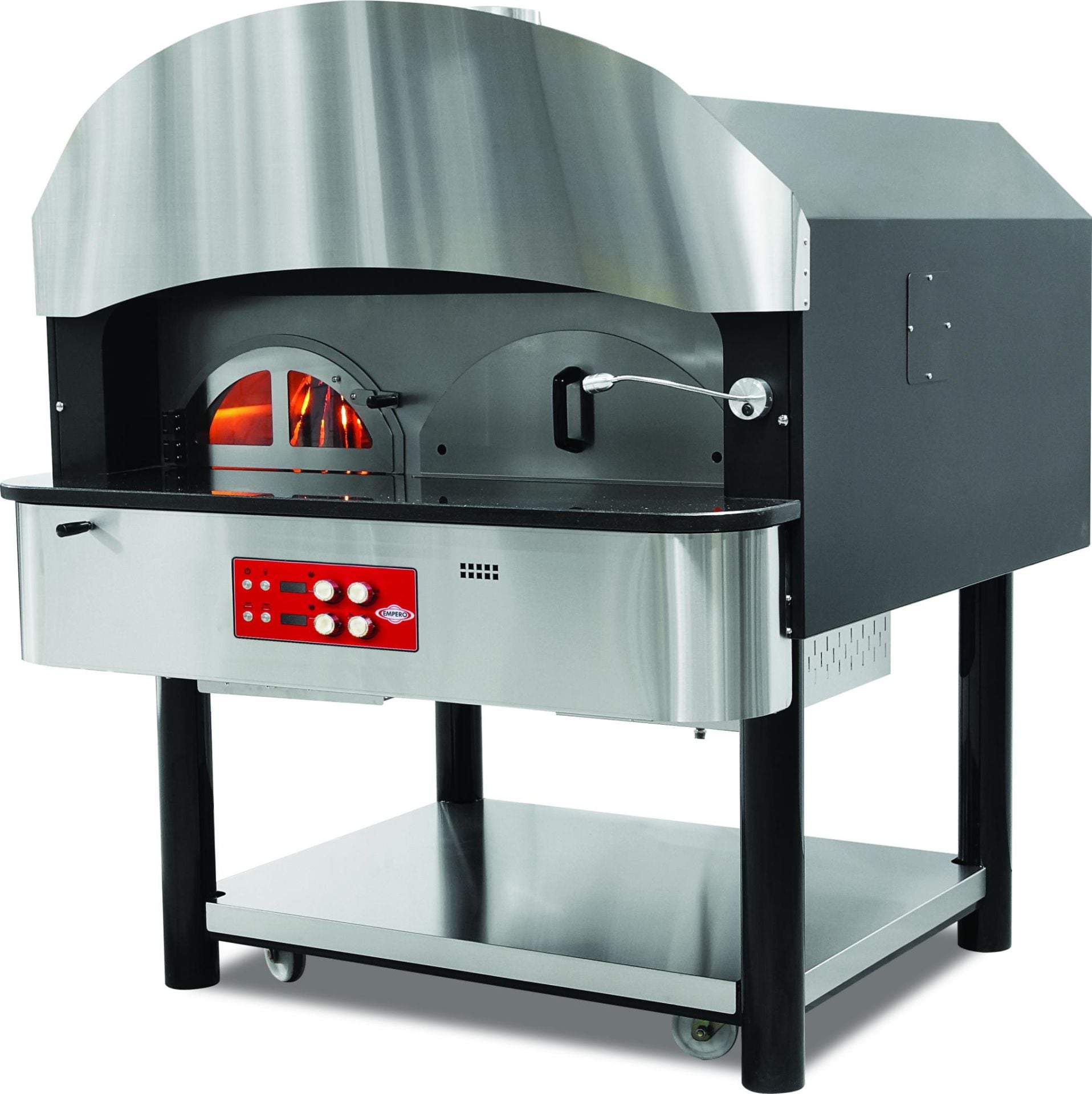 Empero EMP.SPO.05 Döner Tabanlı Pizza Fırını 6 Pizza Kapasiteli Gazlı ve Odunlu