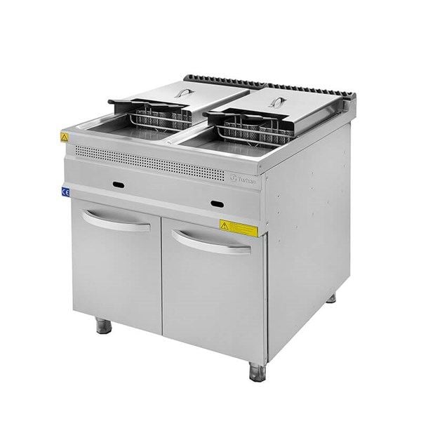 Turhan Çelik Gazlı Fritöz Dolaplı 24+24 L 80x93x85 Cm TC.9FG800
