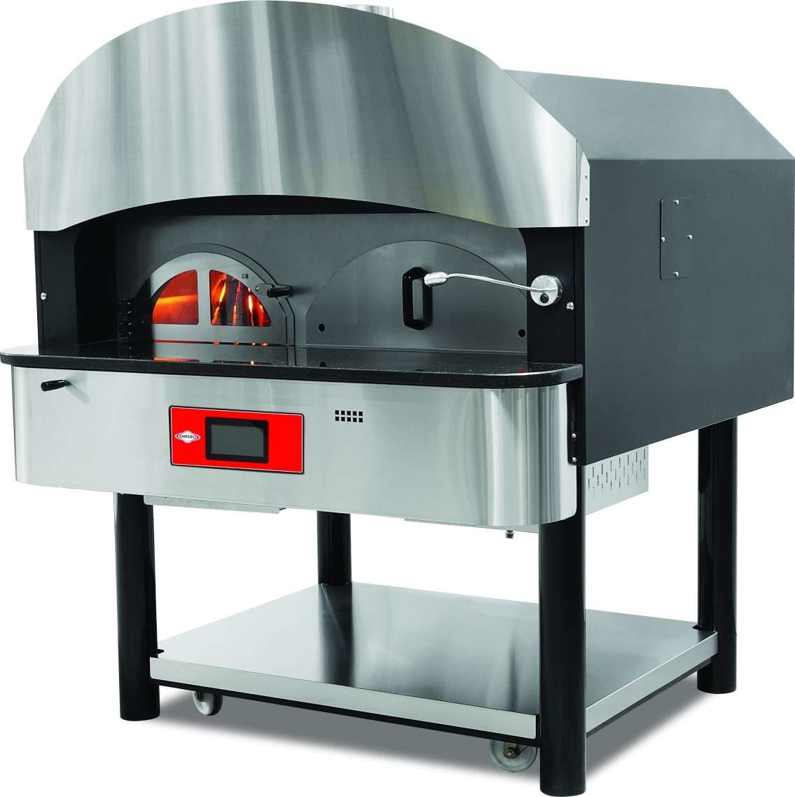Empero EMP.SPO.05-D Dijital Döner Tabanlı Pizza Fırını 6 Pizza Kapasiteli Gazlı ve Odunlu