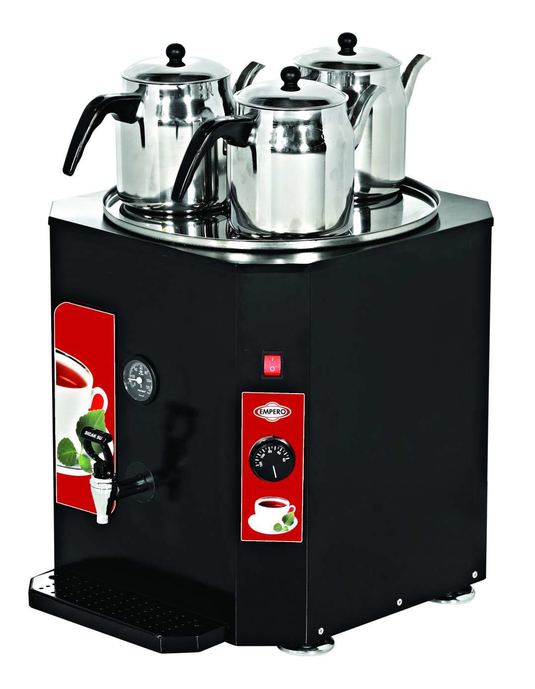 Empero EMP.DCY.350 Çay Otomatı 3 Demlikli 350 Bardak 37 Litre 220V