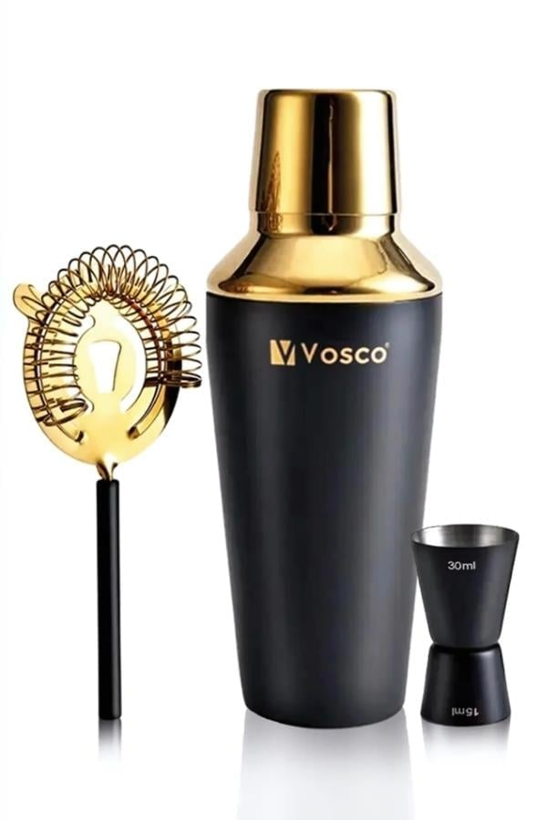 Vosco VSCG-3 3 Parça Golden Bar Kokteyl Seti, Siyah