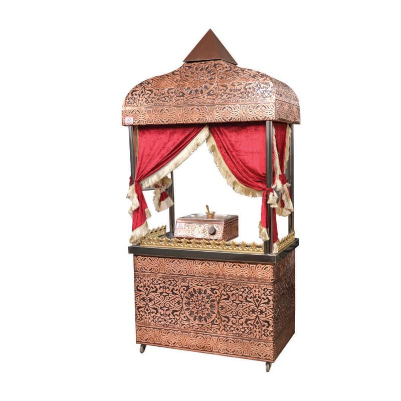 Anka Kahveci Güzeli Sunum Arabası, 80x60x220 cm, Bakır Kaplama