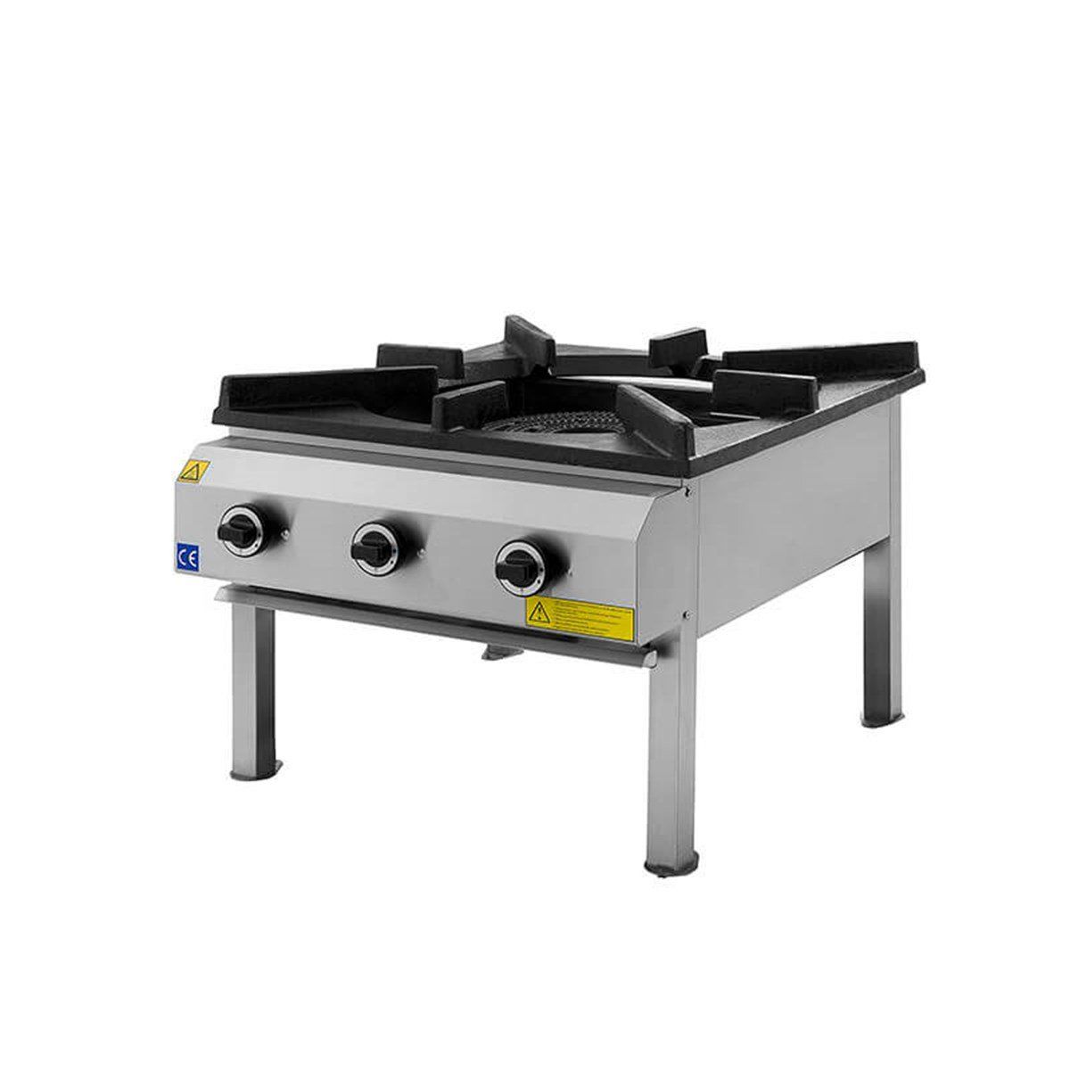 Turhan Çelik Gazlı Üç Yanışlı Yer Ocağı 70x70x55 cm TC.KOG200