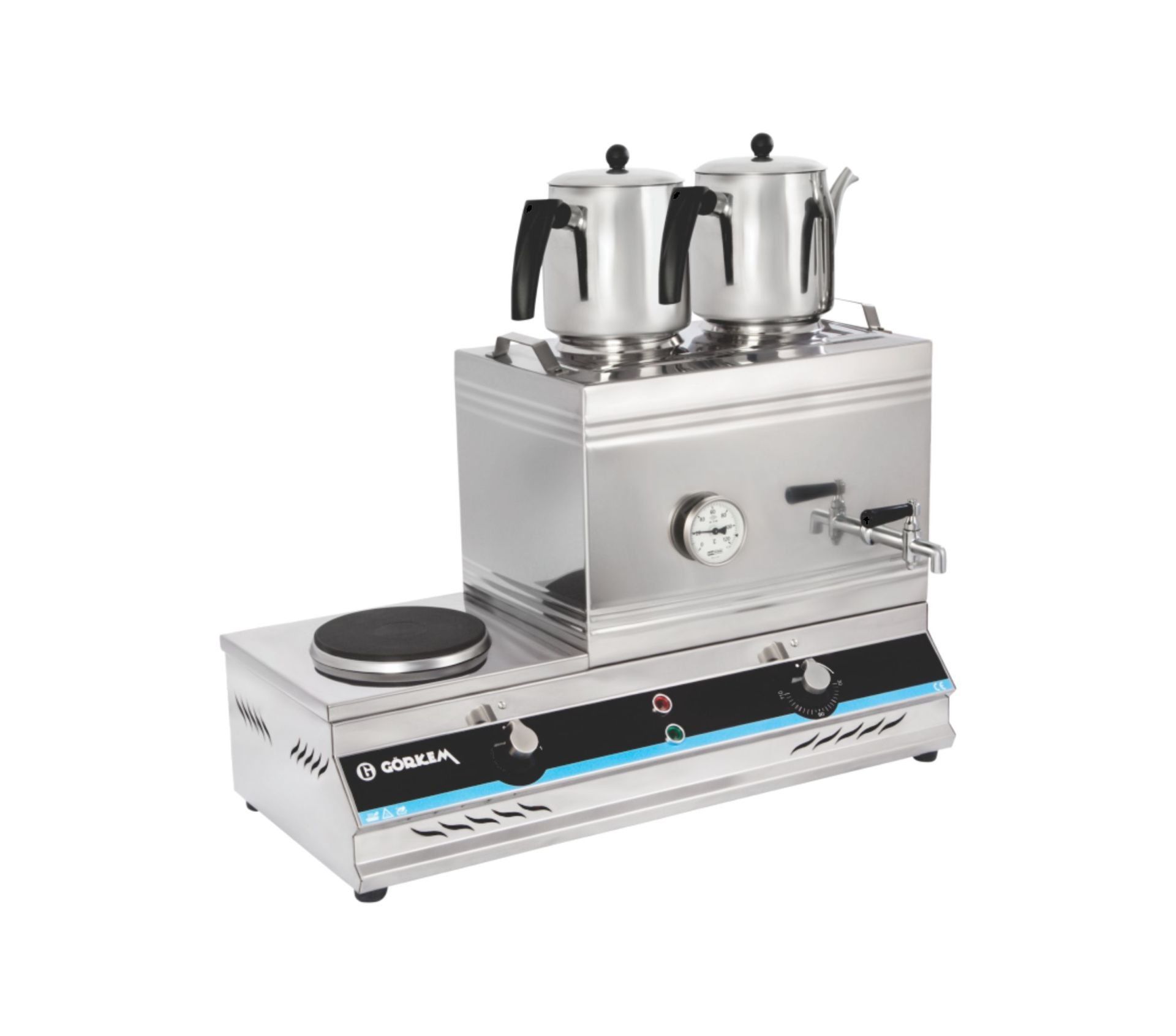 Görkem KCE 40 Çay Kazanı 2 Demlikli Pleyt Isıtıcılı Elektrikli 140
