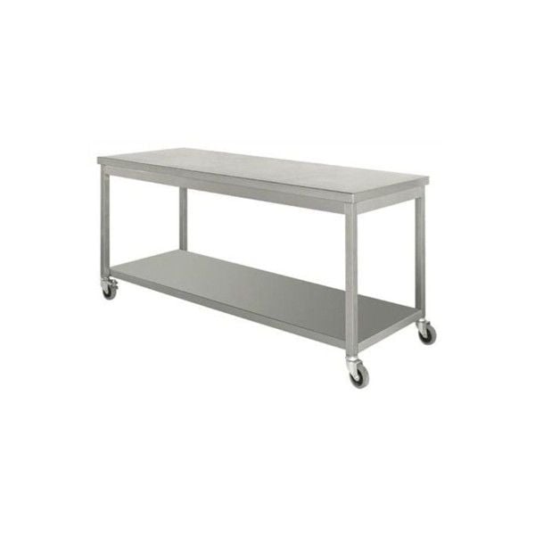 Tekerlekli Taban Raflı Paslanmaz Çalışma ve Taşıma Tezgahı 70 cm - 150 cm - 304 Kalite