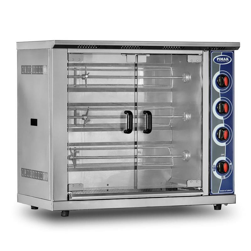 Pimak Tek Vitrinli Piliç Çevirme Makinesi, 12 Piliç Kapasiteli, Elektrikli