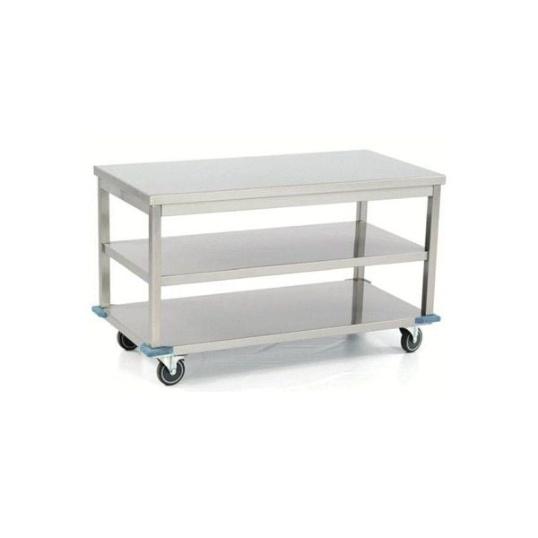 Tekerlekli, Ara Raflı Paslanmaz Çelik Çalışma Tezgahı