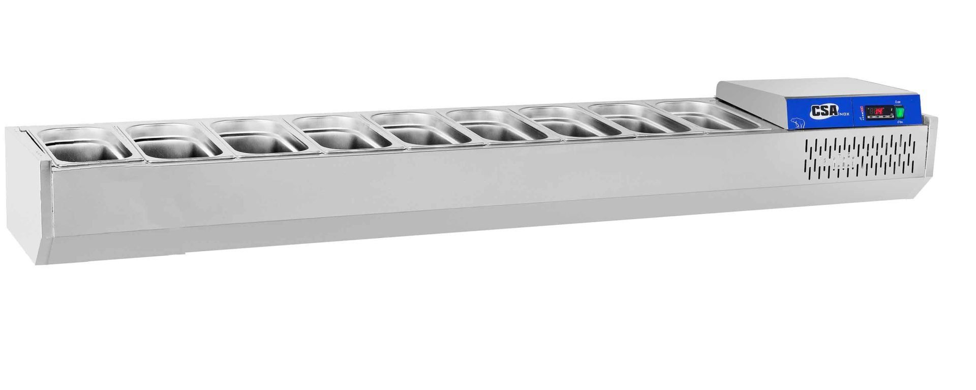 CSA CS-GRNK-210 Set Üstü Garnitürlük Teşhir Buzdolabı 9xGN1/3 Küvet Kapasiteli 210x39x46 cm 304K