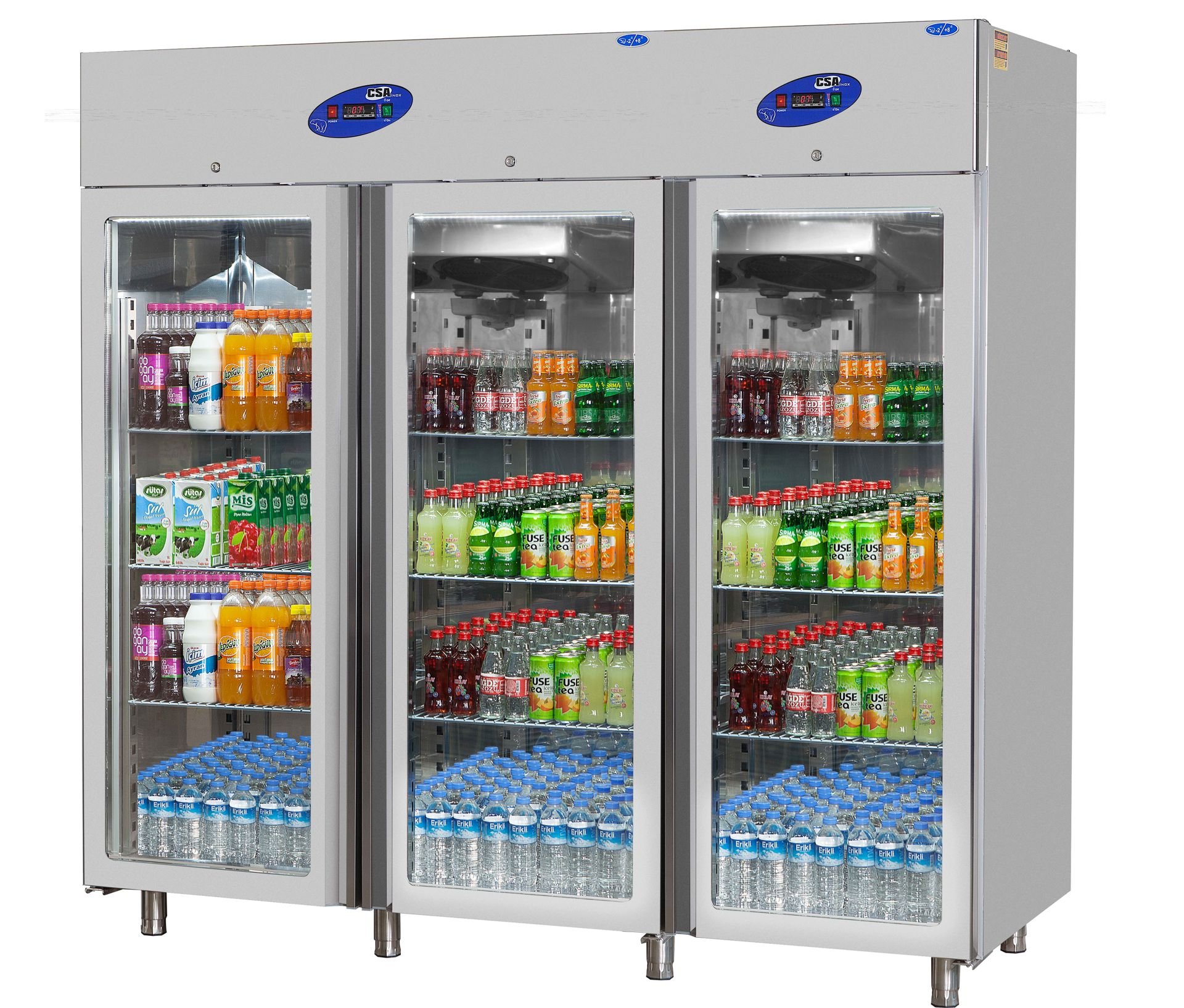 CSA CS.DBNLK.2100 KMB.C.2N1L Dik Tip Kombine Cam Kapılı Buzdolabı & Derin Dondurucu 2100 Litre 210x81x207 cm 304K