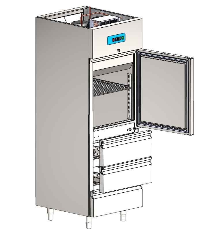 CSA CS-DBNK-700-CM Dik Tip Çekmeceli Buzdolabı 700 Litre 70x81x207 cm 304K