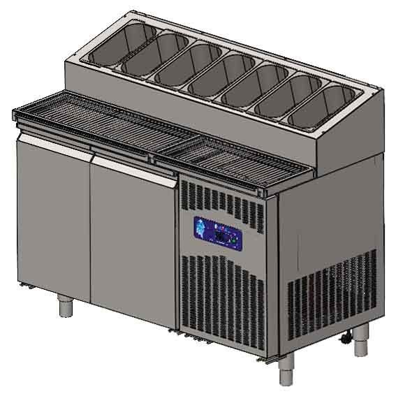 CSA CS-TEK-2-700-KMPK 2 Kapılı Pizza Hazırlık Make Up Buzdolabı 141x70x109 cm 304K