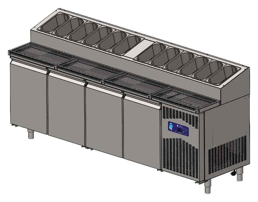 CSA CS-TEZ-4-700-KMPK 4 Kapılı Pizza Hazırlık Make Up Buzdolabı 235x70x109 cm 430K