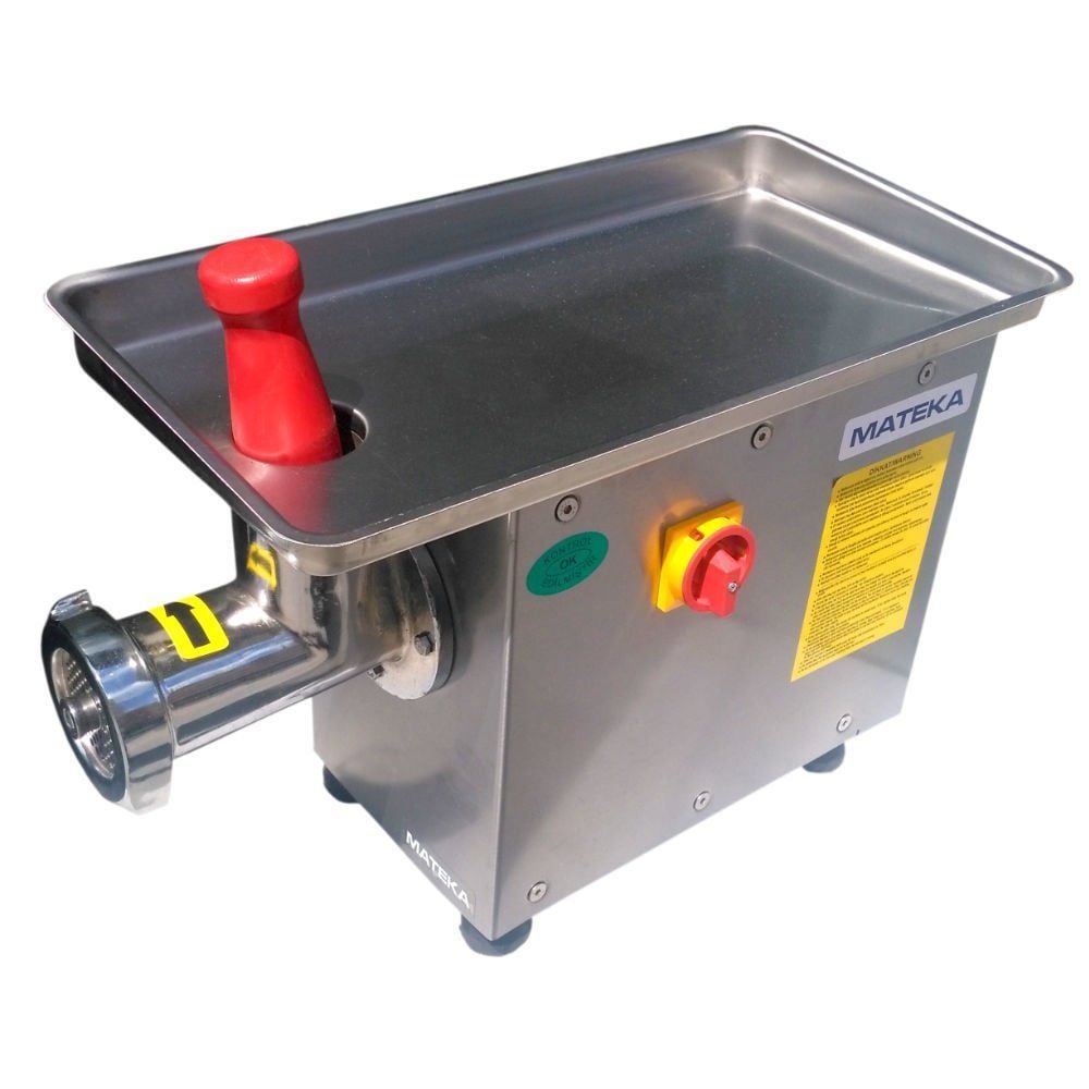 Mateka No:12  100 Kg/Saat Et Kıyma Makinesi Çift Devirli 220 V EPA 12Dm Paslanmaz Ayna ve Bıçak