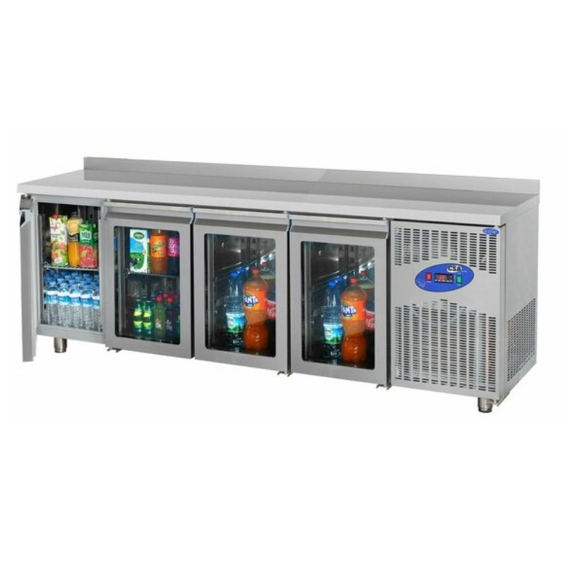 CSA CS.TEK.4.600.C.240cm Tezgah Tipi Buzdolabı 4 Cam Kapılı 240×60 Cm 632 L 304 Kalite